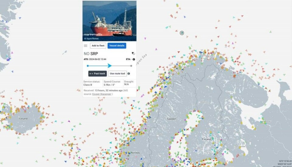 The Johan Castberg FPSO in the Barents Sea, 30th August 2024. Map by MarineTraffic/Barents Observer