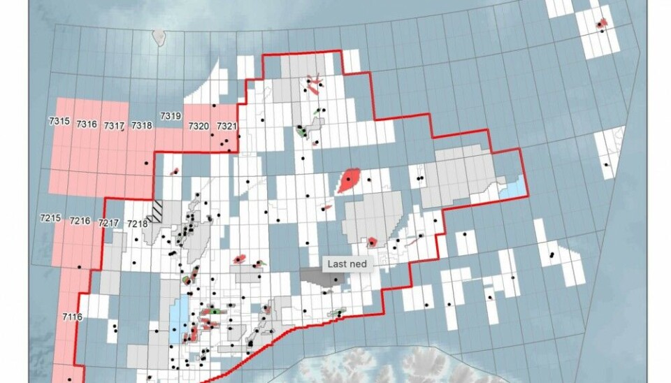Proposed new blocks in the Barents Sea (marked with pink). Map by Norwegian Petroleum Diretorate