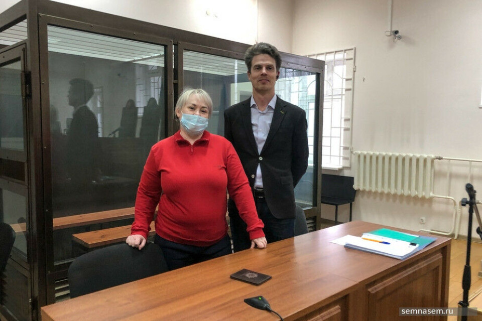 Yelena Rodvikova and her lawyer Vladislav Kosnyrev in court. Photo: Dmitry Stanislavsky, 7x7-journal