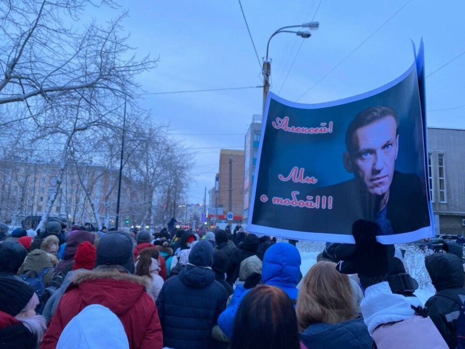 Protesters on Prospekt Lenin demanding the release of Navalny. Photo: Штаб Навального в Мурманске