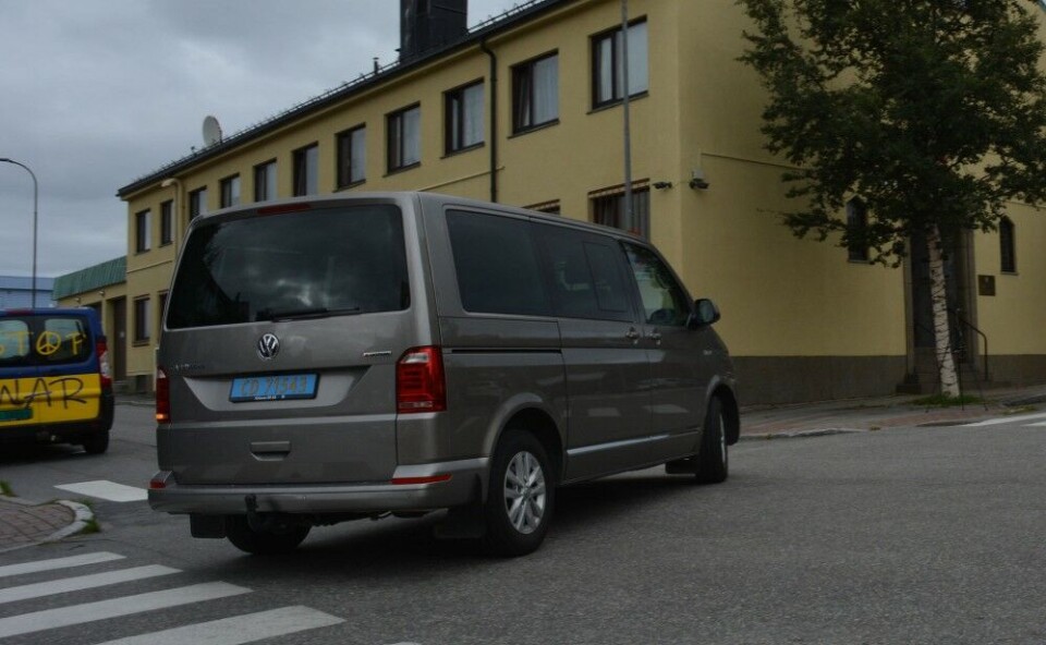 Russian General Consulate car passes Anton’s anti-war van. Photo: Atle Staalesen