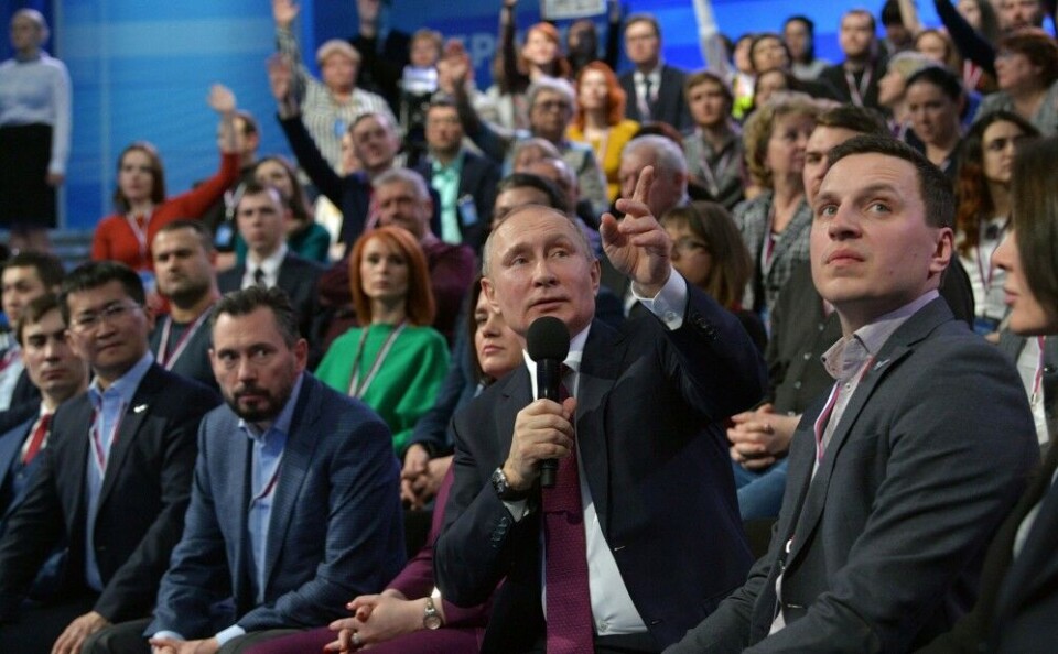Vladimir Putin in an annual meeting with journalists. Photo: Kremlin.ru