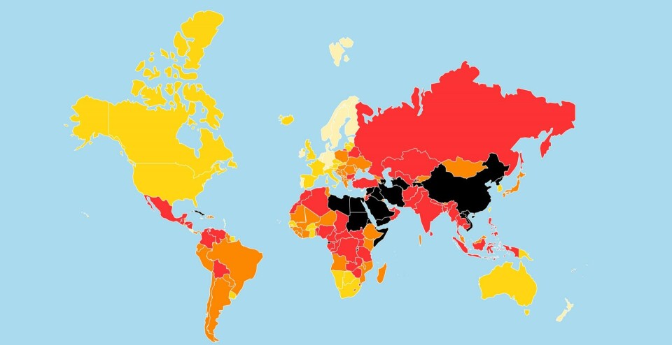 The darker the colour, the less press freedom. Map by RSF