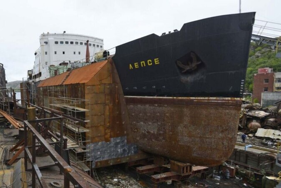 “Lepse” is today safely placed in a dock where decommissioning work takes place. Photo: Nerpa shipyard