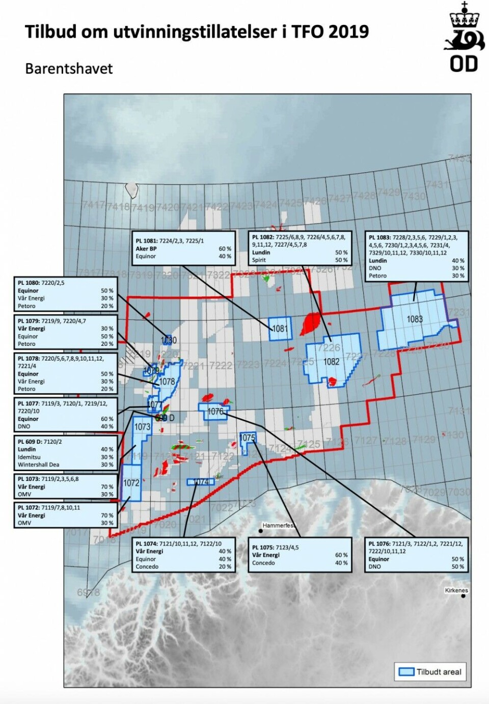 New drilling licenses in the Barents Sea. Map by ndp.no
