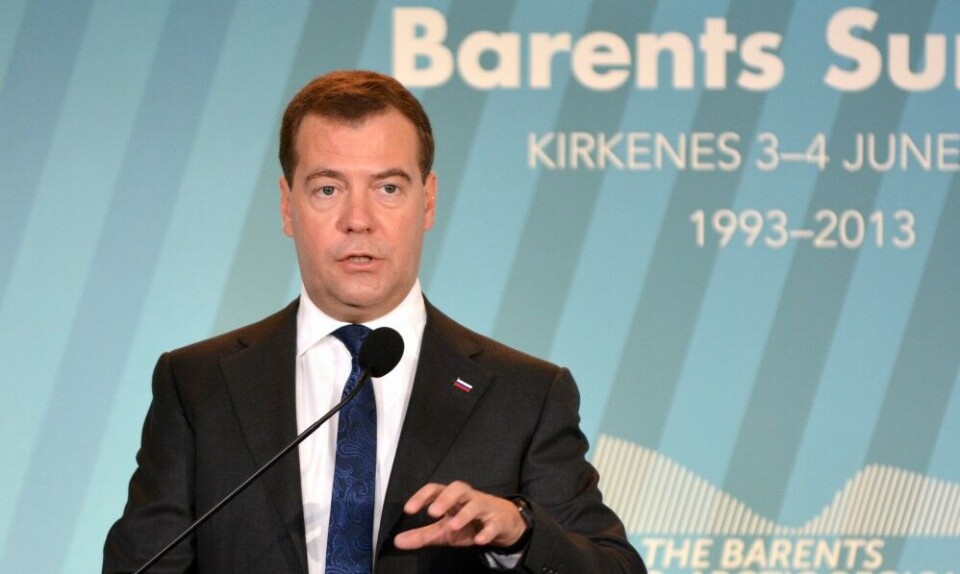 Prime Minister Dmitry Medvedev represented Russia at the Barents Summit in Kirkenes in 2013. Photo: Thomas Nilsen