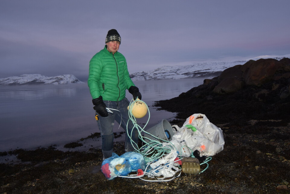 Pile of plastic waste collected on the shores of the Varanger fjord. Photo: Thomas Nilsen