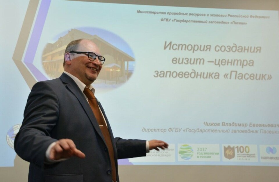 Vladimir Chizhov opens the new Visit Center for the Pasvik Nature Reserve. Photo: Atle Staalesen