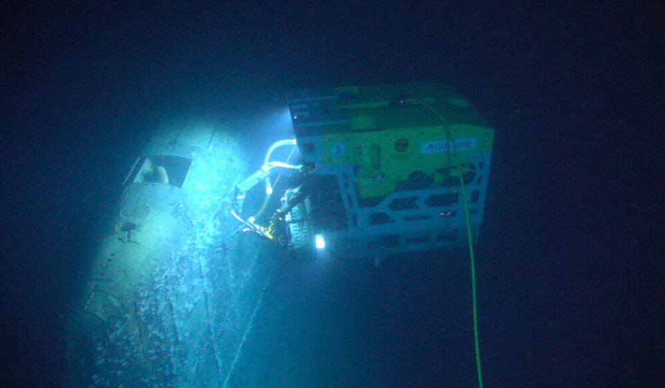 Water samples are collected with the help of an ROV. Photo: Institute of Marine Research