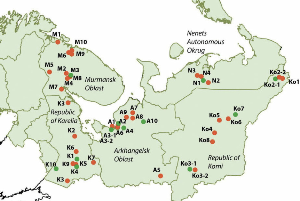 Environmental hotspots in the Barents region.