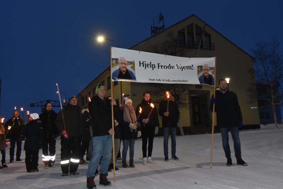 Support rally Kirkenes in December “Help Frode home!” Photo: Thomas Nilsen