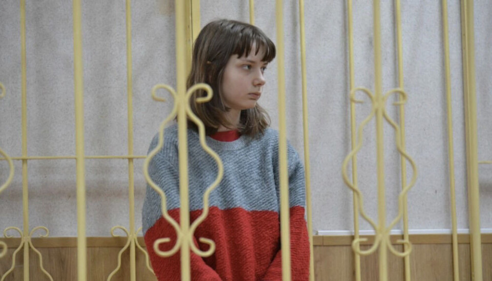 Olesya Krivtsova in the Primorsky district court in Arkhangelsk on January 4. Photo courtesy of 29.ru