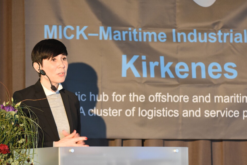 Foreign Minister Ine Eriksen Søreide talking Arctic at the Kirkenes Conferance, February 2018. Photo: Thomas Nilsen