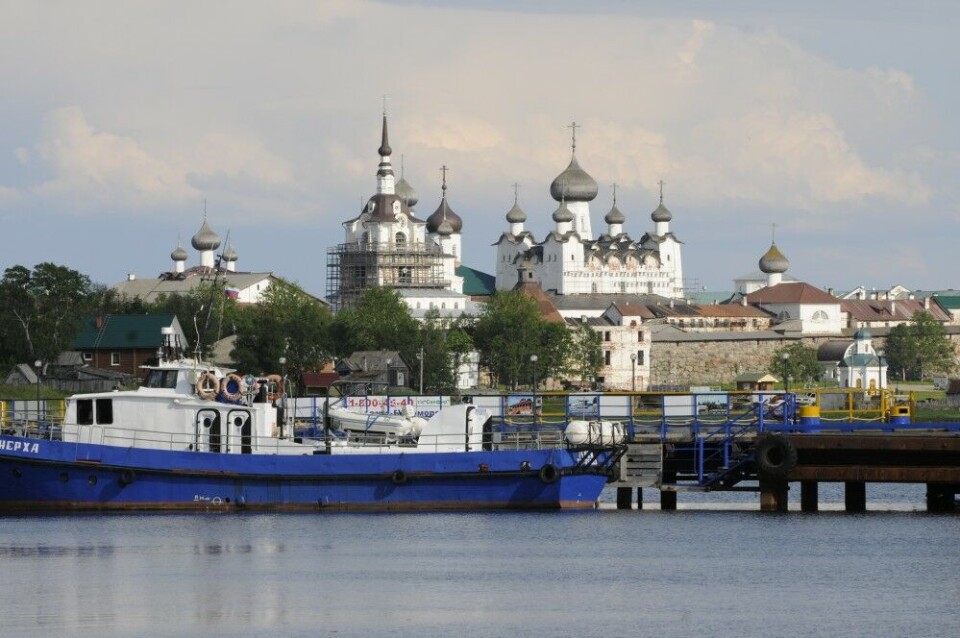 Small passenger boats bring visitors from the port of Kem on the mainland to the monastery archipelago of Solovki in the White Sea. Photo: Thomas Nilsen