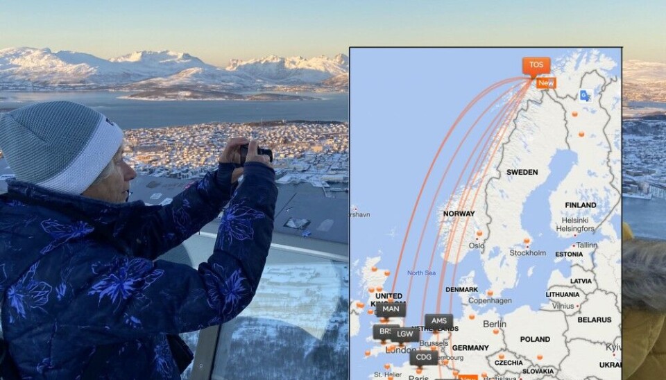EasyJet opens seven new direct routes from European cities to Tromsø inside Norway's Arctic Circle. Photo: Thomas Nilsen / Map: EasyJet