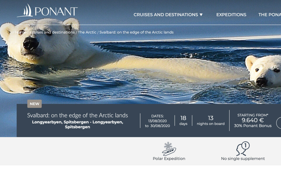 Screenshot of Ponant’s web portal