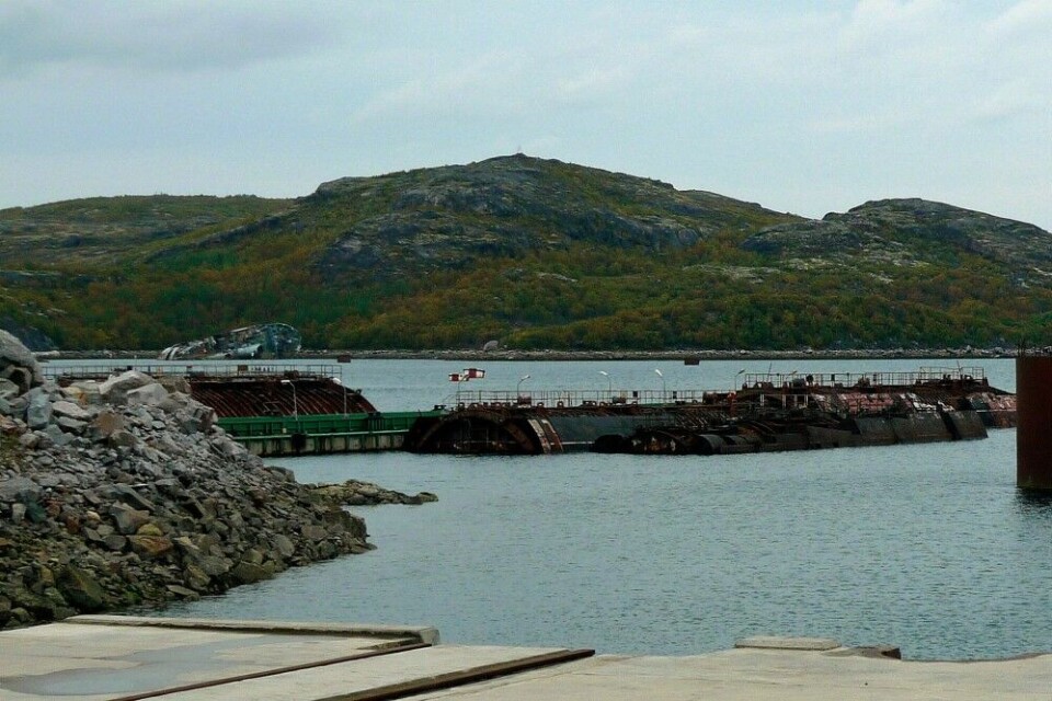 Reactor compartments floating at piers in Saida Bay. Photo: Thomas Nilsen