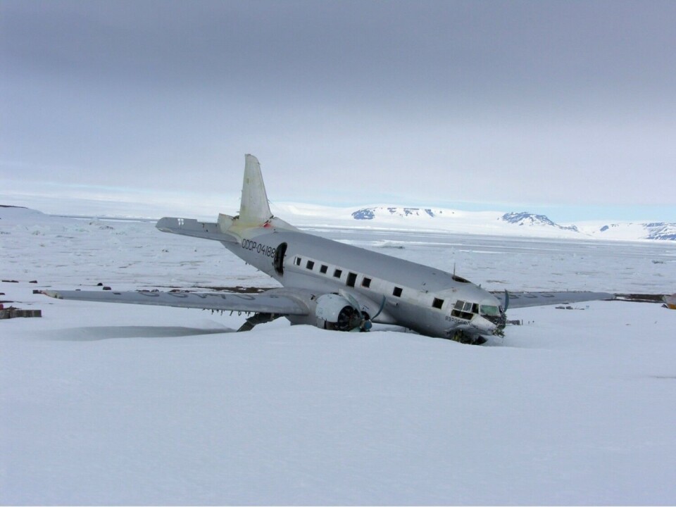 Самолет Ил-14, разбившийся недалеко от обсерватории имени Кренкеля на острове Хейса в 1981 году. Фото: Сергей Слепнев, Википедия