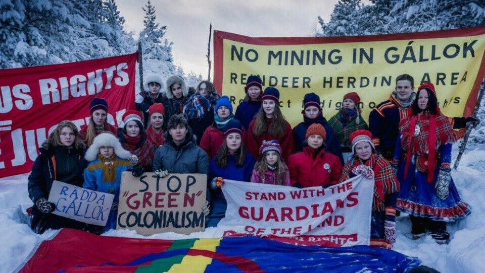 A group of Sami, joined by Swedish activist Greta Thunberg, protested against the mining project over the weekend. Photo : @GretaThunberg / Twitter