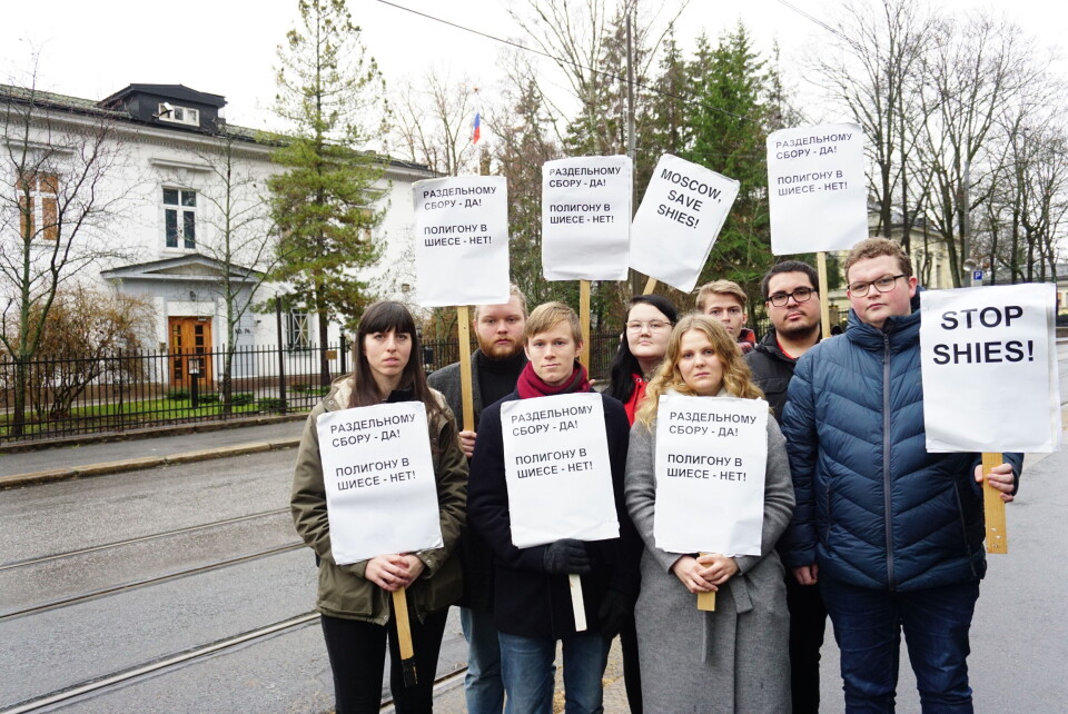 Protest outside the Russian Embassy in Oslo. Photo: Olav Aga / Nature and Youth