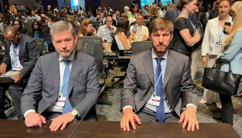 Leader of meteorological institute Roshydromet Igor Shumakov (left) and presidential aide on climate change Ruslan Edelgeriev at COP27. Photo: Roshydromet