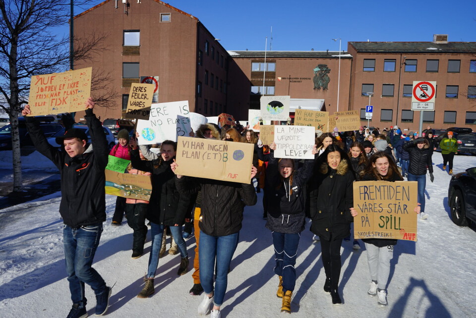 School strike for climate in front of Kirkenes City Hall. Photo: Thomas Nilsen
