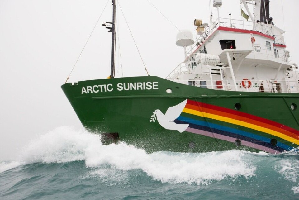 Greenpeace vessel «Arctic Sunrise» is now under tow towards Tromsø. Photo: Greenpeace