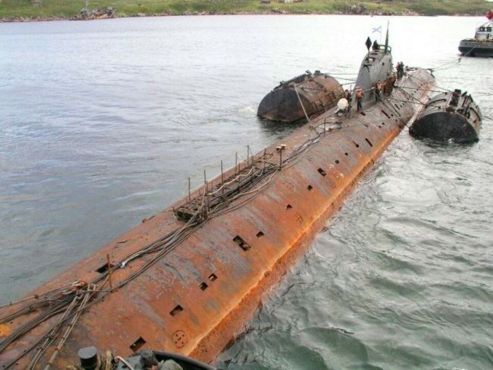 This photo of the K-159 was taken in Gremikha on August 28, 2003 when they started towing the submarine along the coast of the Kola Peninsula. A few days later, in bad weather, the wreck sank.