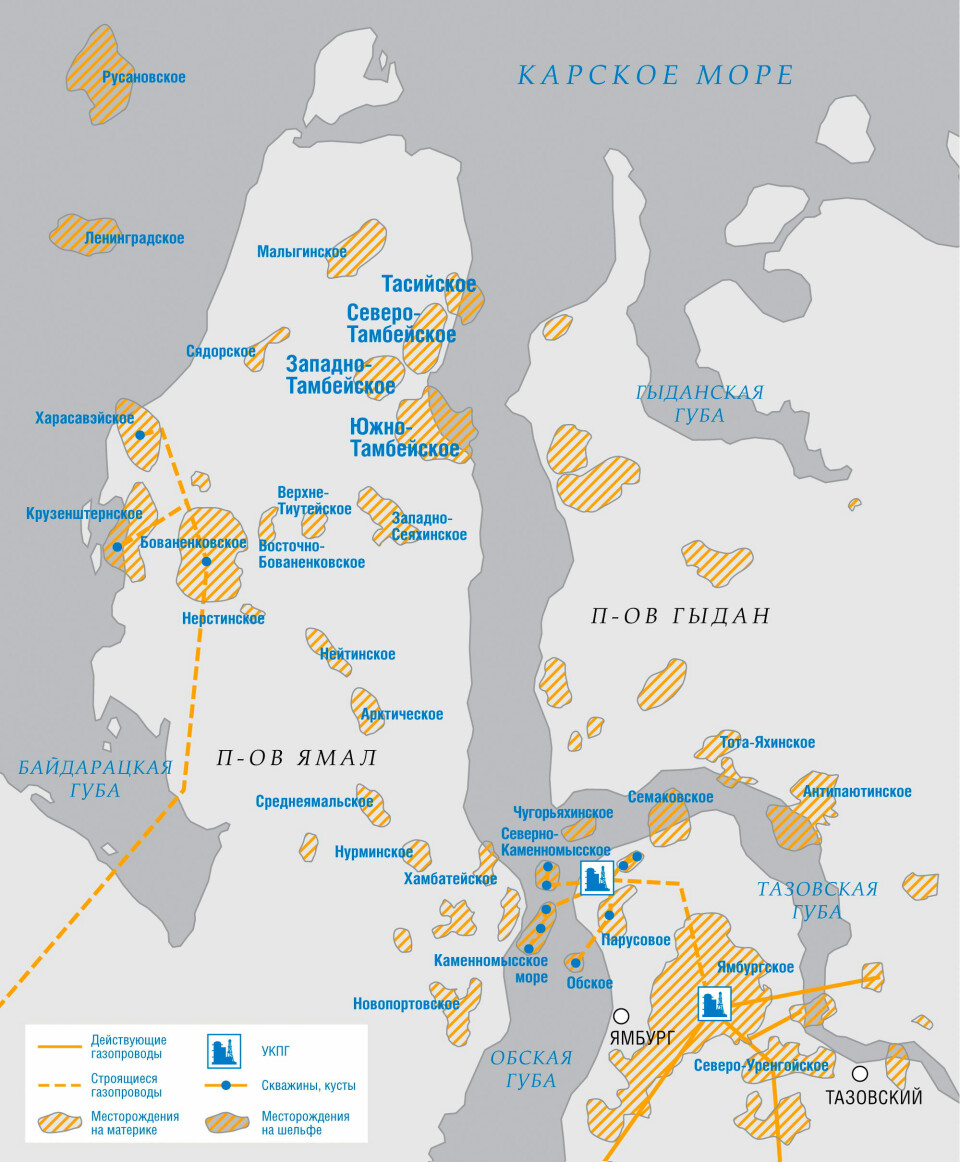 The Kruzenshternskoye field is located on the western shore of Yamal Peninsula. Map by Gazprom.ru