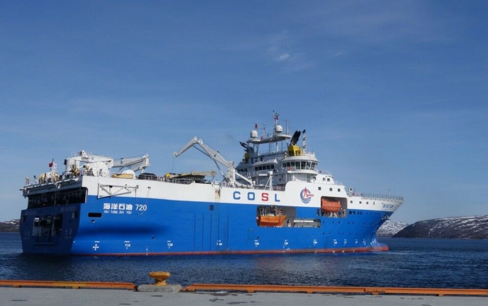 Chinese seismic vessel 'Hai Yang Shi You 720' in 2016 did comprehensive mapping in the Russian part of the Barents Sea. Photo: Atle Staalesen