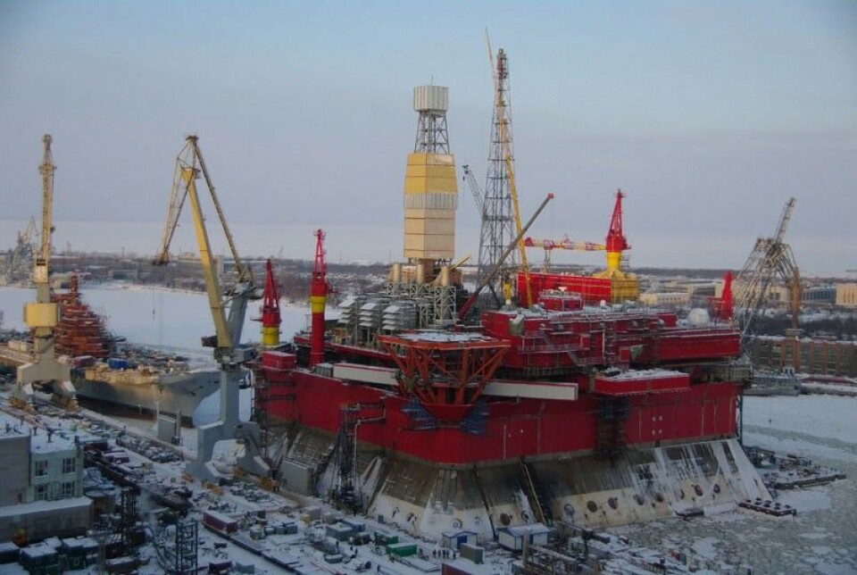 The Prirazlomnaya when under construction at Sevmash. Photo: Sevmash.ru