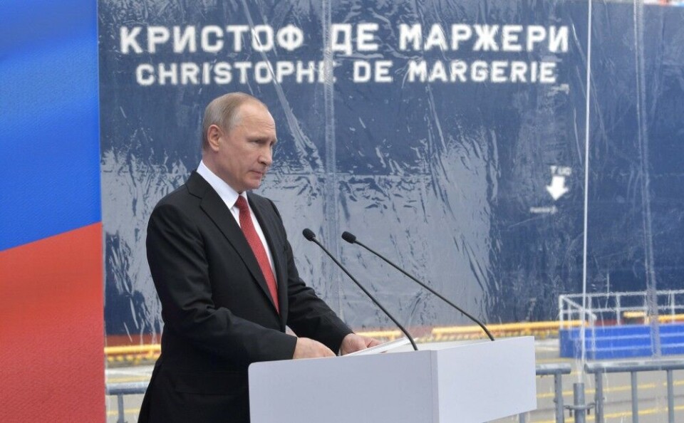 Vladimir Putin greets new LNG carrier «Christophe de Margerie». Photo: Kremlin.ru