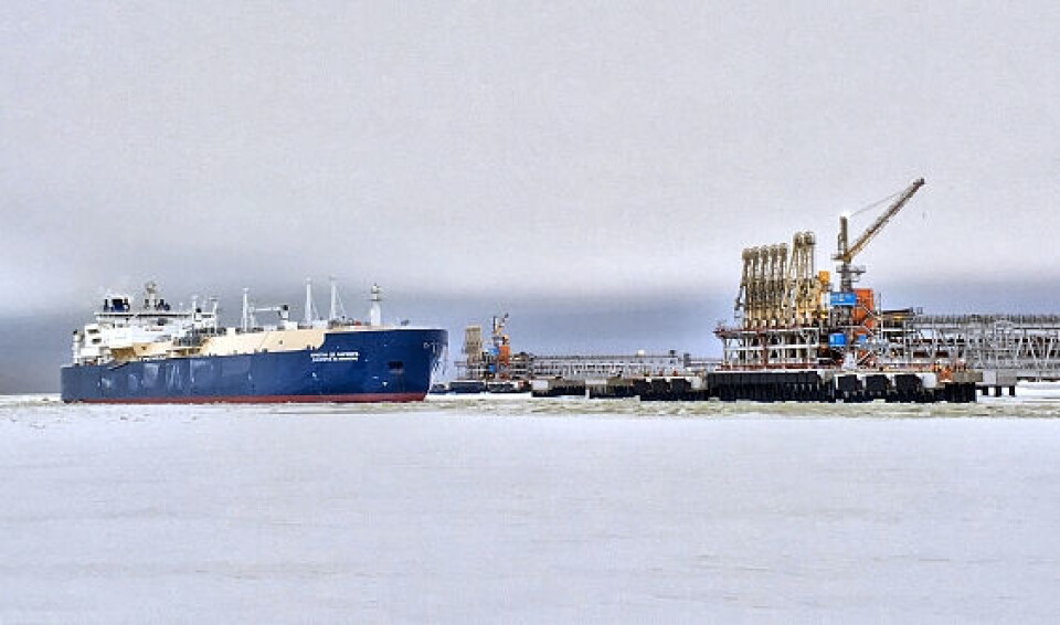 The “Christophe de Margerie” during its visit to Sabetta in March 2017. Photo: Yamal Nenets government