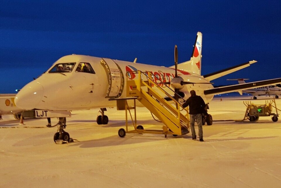 «Nextjet» в аэропорту Лулео. Самолёт летает по маршруту Оулу-Лулео-Тромсё. Фото: Томас Нильсен