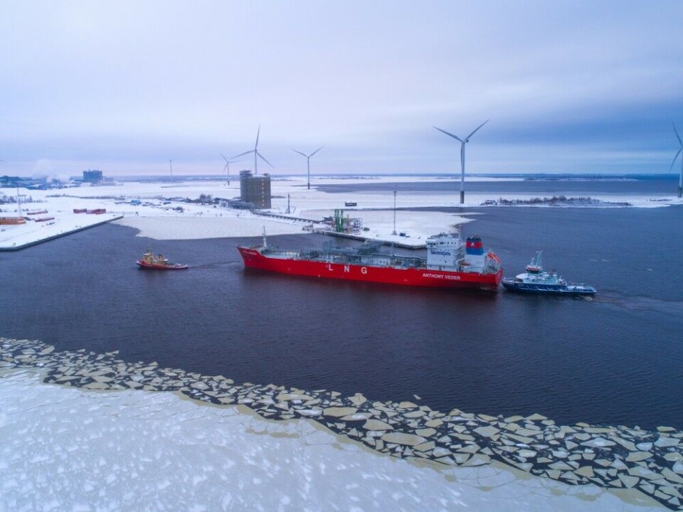 First LNG arrives in Tornio, northern Finland. Photo: gasum.pictures.fi