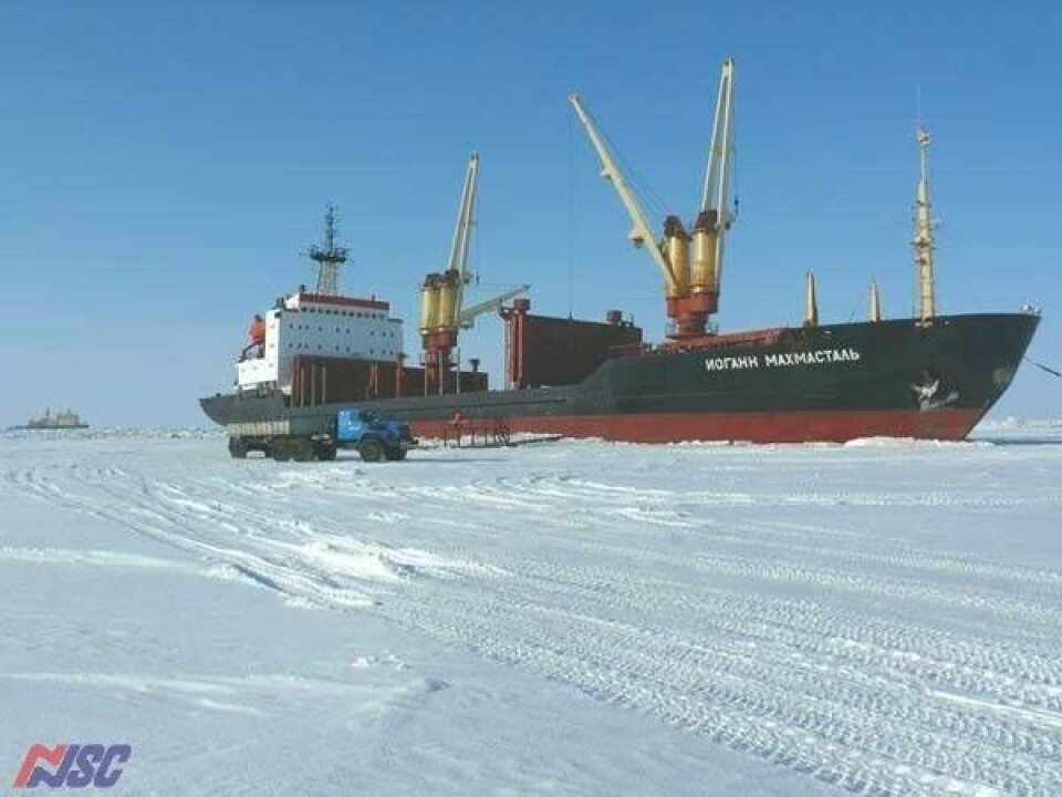 The 'Ioann Makhmastal' in the ice. Photo: ansc.ru