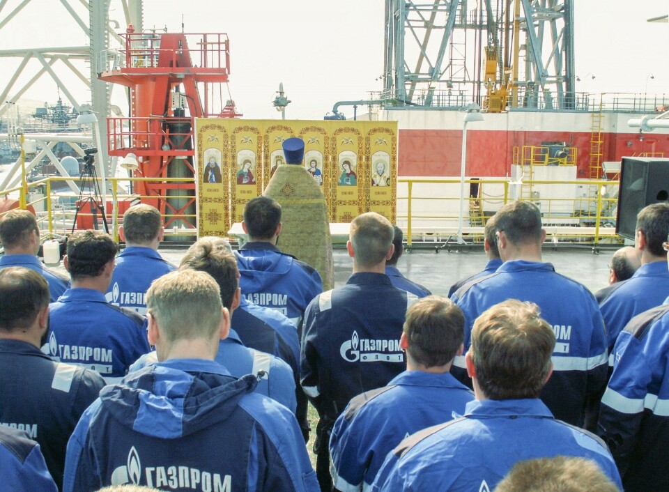 Church blessing ahead of Arctic drilling. Photo: Gazprom Flot