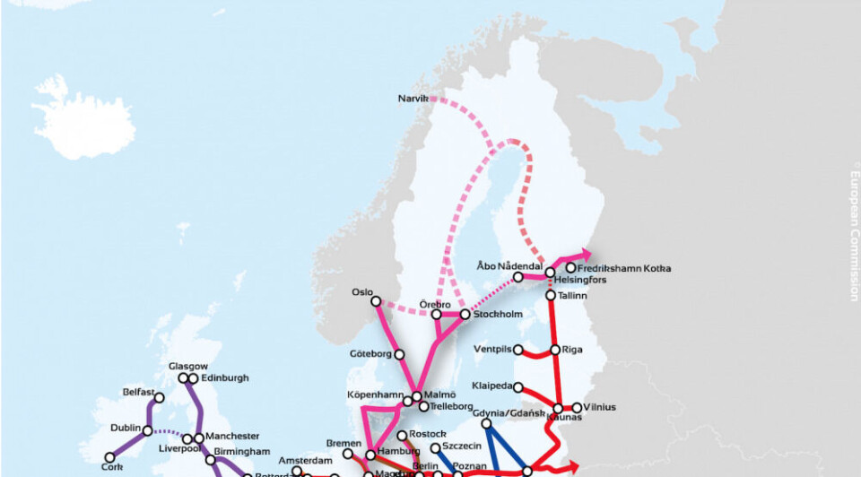 Prioritised railways in northern Europe. Map: European Commission