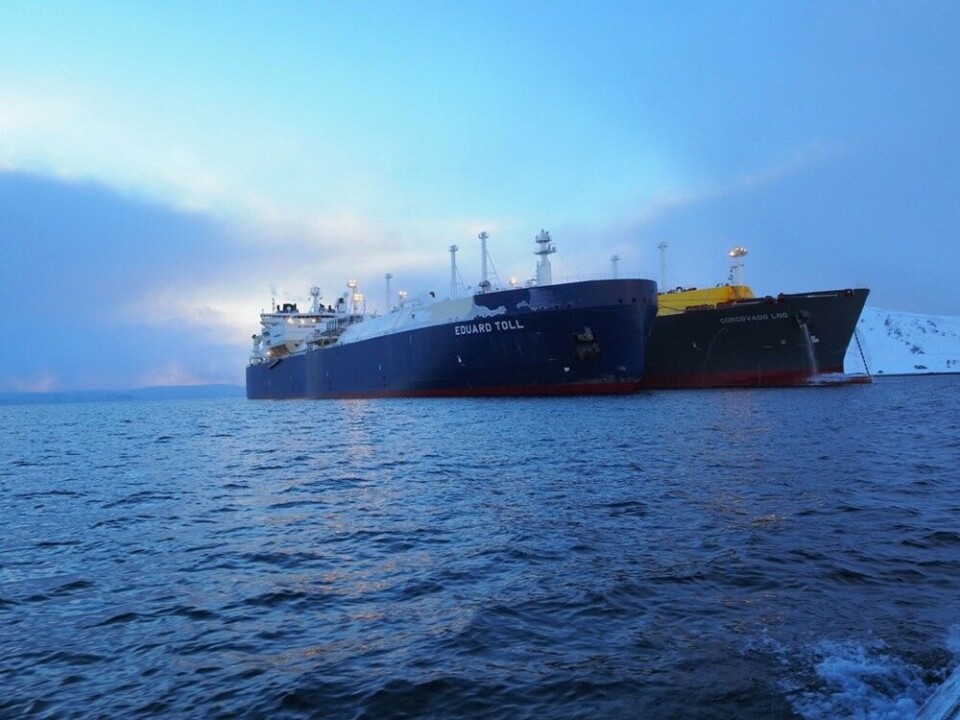 Novatek before July 2019 operated ship-to-ship reloading in Honningsvåg, Norway. Photo courtesy by TSS