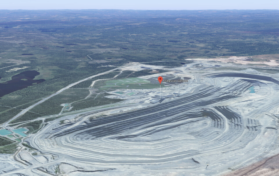 Boliden’s Aitik open pit copper mine outside Gällivare. Image from Google Earth