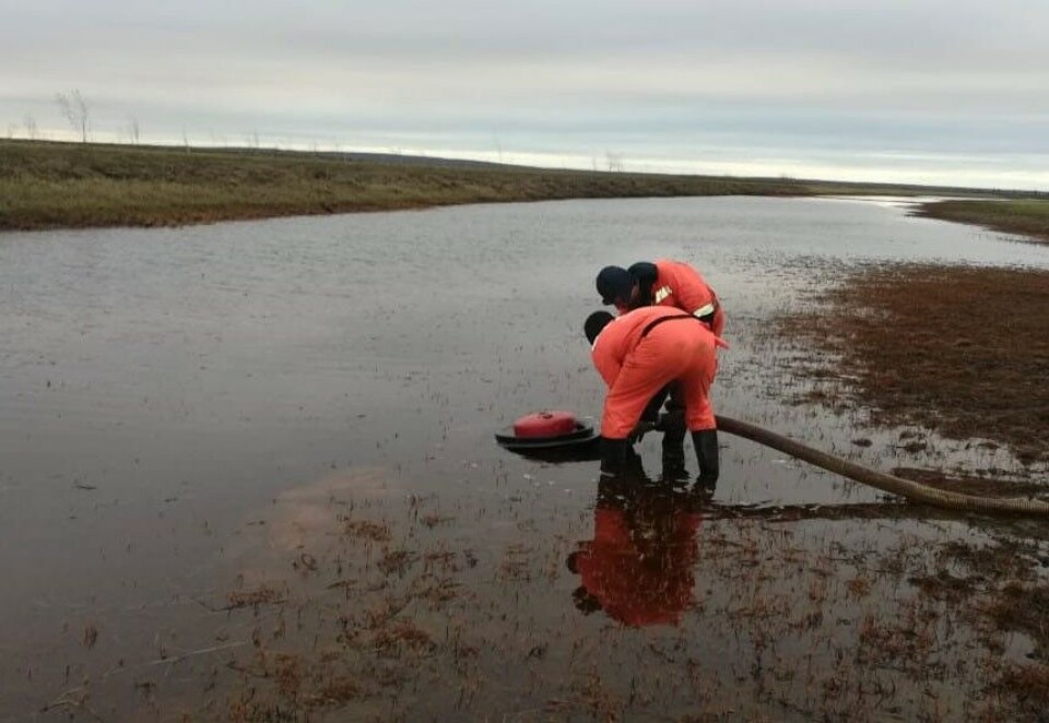 More than 20,000 tons of diesel oil spilled when a fuel reservoir collapsed in Russian Arctic peninsula Taymyr. Photo: morspas.com
