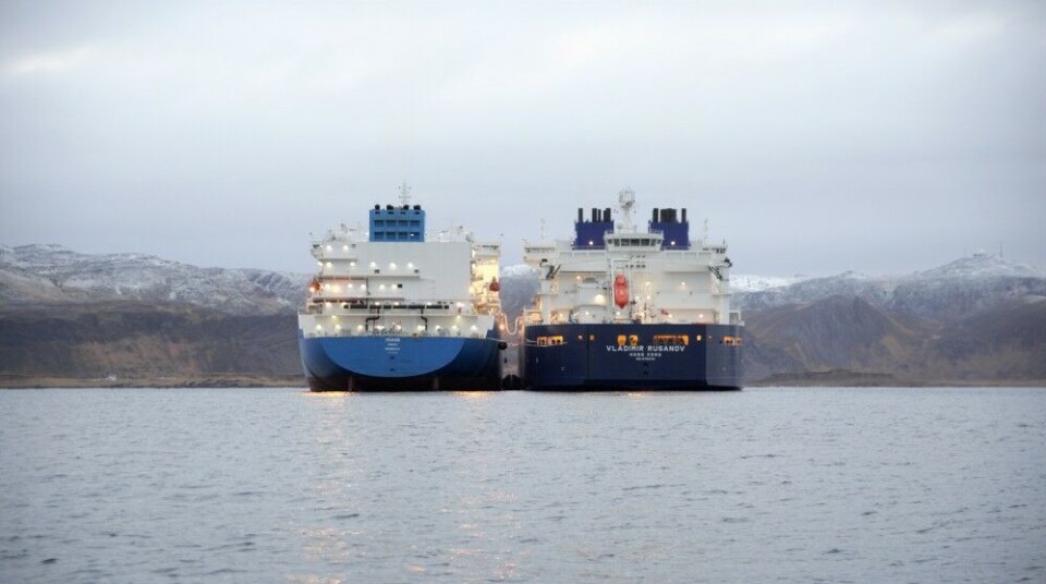 Ship-to-ship reloading of LNG. Photo courtesy by TSS