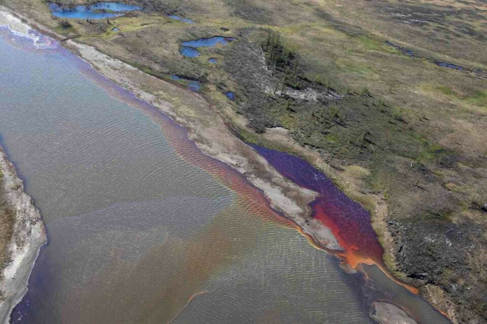 Oil on the water in Taymyr. Photo: krskstate.ru