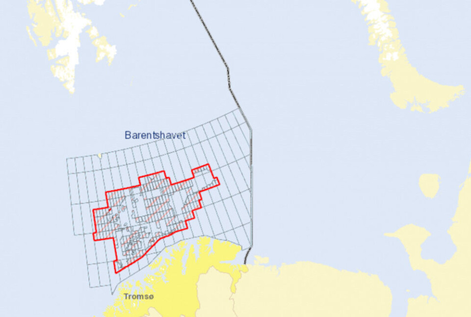 The area in the Barents where oil companies can apply to drill. Map: Norwegian Petroleum Directorate