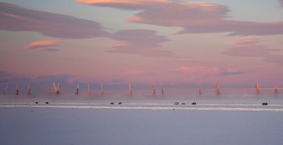 Terminal cranes on the Ob. Photo: Atle Staalesen