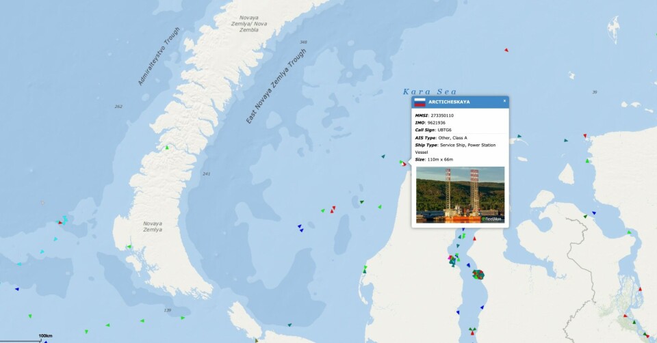 The Arcticheskaya rig drilling at the Skuratov field in the Kara Sea.