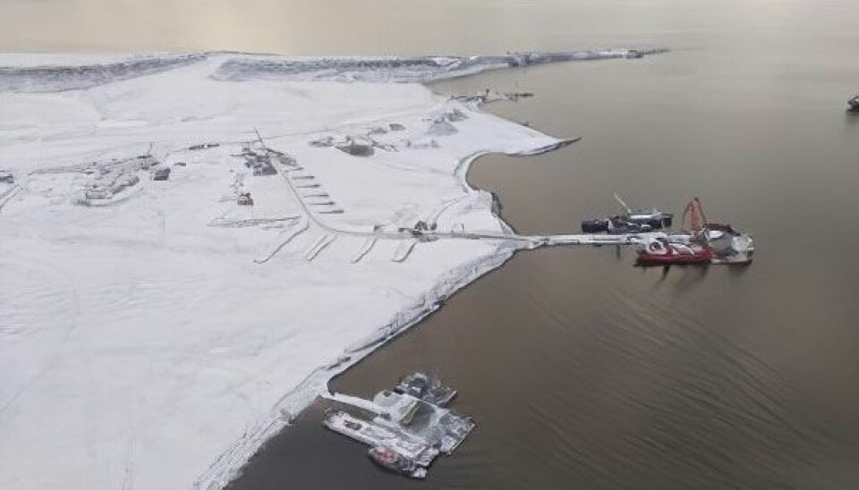 Port development on the coast of the Yenisey Bay as part of the Vostok Oil project. Photo: Rosneft