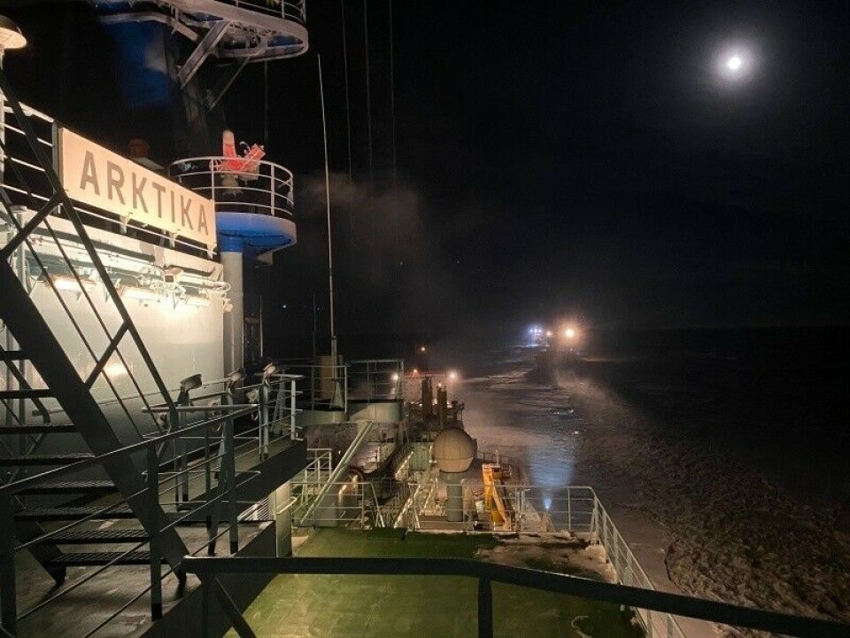 Icebreaker Arktika escorting ships on the NSR. Photo: Rosatomflot