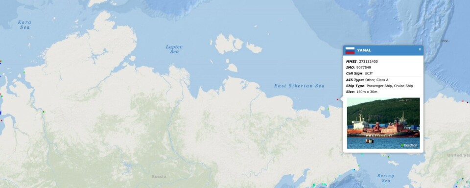 The “Yamal” on its way to assist the “Pugnax” in the Chukchi Sea 14th of December 2021.