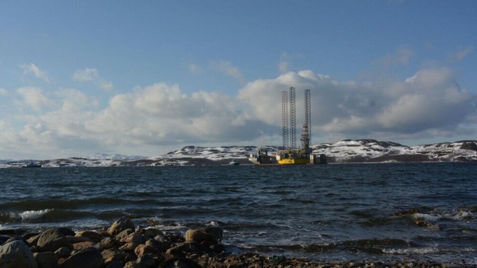 Jackup rig “Perro Negro 8” was supposed to continue drilling in the Ob Bay by left the north in spring 2022 after spending the winter in Kirkenes, Norway. Photo: Atle Staalesen Atle Staalesen
